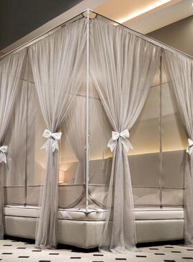 新款双层带防尘顶床笠式带加固绑带坐床拉链蚊帐-88586