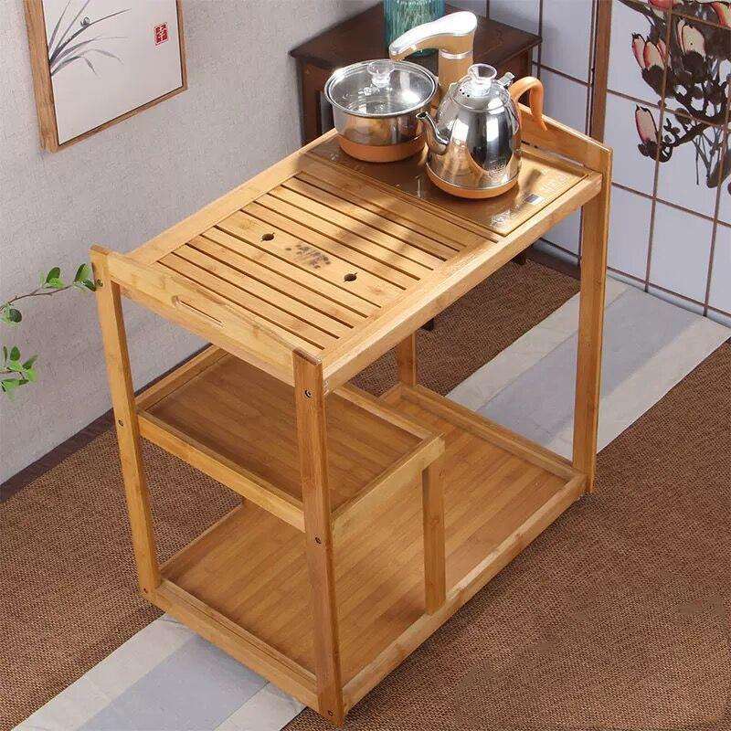 移动茶台茶车简约家用茶水柜实木小茶桌乌金石茶盘茶具套装全自动