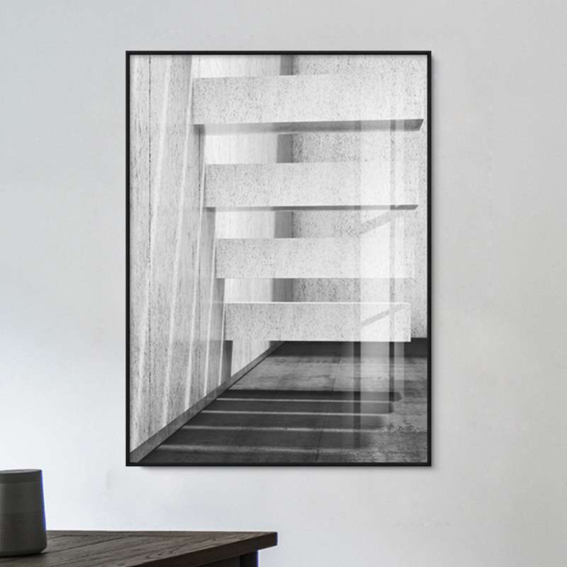 空间延伸 黑白工业风装饰画摄影照片现代挂画玄关loft工作室壁画图片