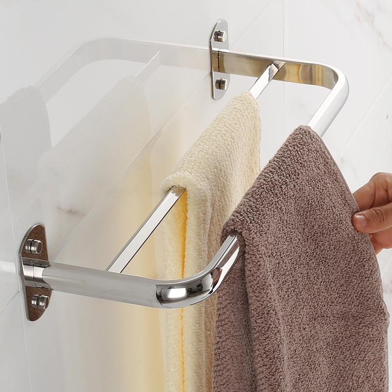 毛巾架免打孔卫生间加长厕所挂件浴室毛巾杆加厚不锈钢毛巾挂