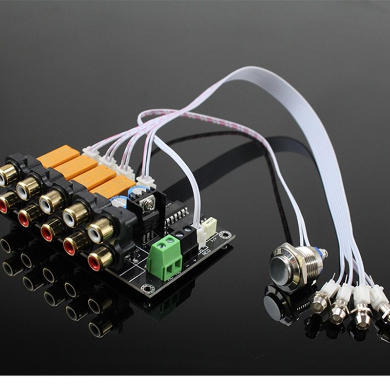 轻触按键4选1直流交流两种输入方式汇科继电器音源切换板