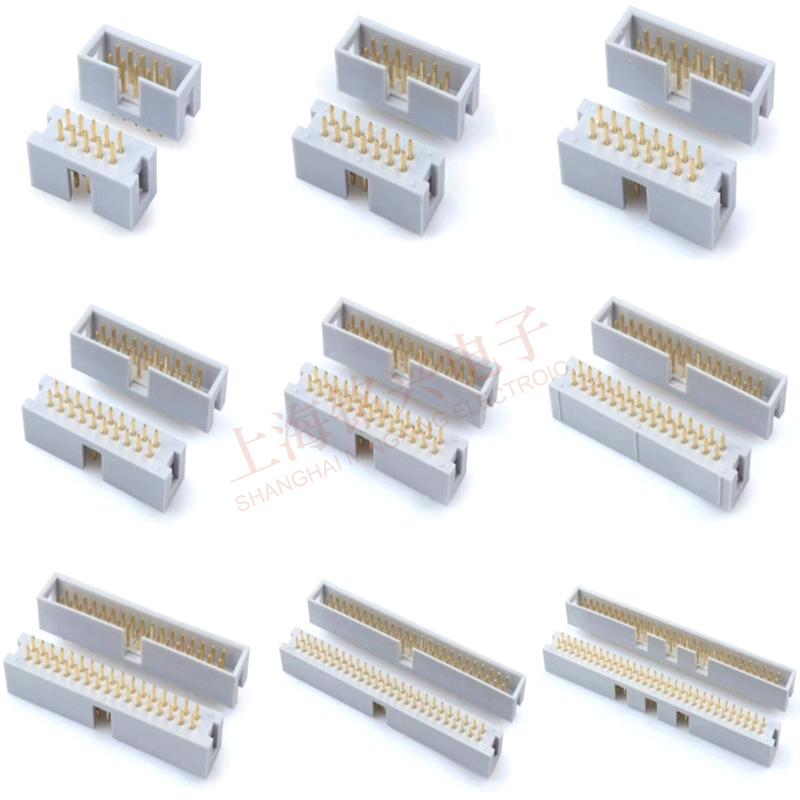 2.54mm镀金简易牛角直弯针DC3插座 10/16/20/30/34/40/50/60/64P