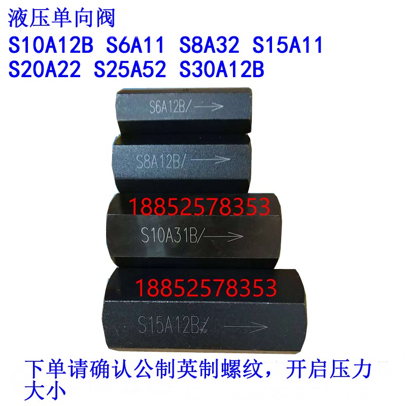 液压单向阀S6A11B S8A01 S10A21B S15A31B S20A51 S25A11 S30A5/1