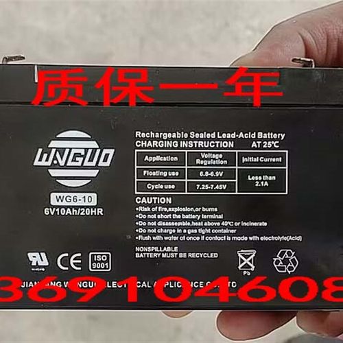 WNGUO蓄电池WG6-10 6V10AH/20HR儿童玩具车 童车 四轮车电池