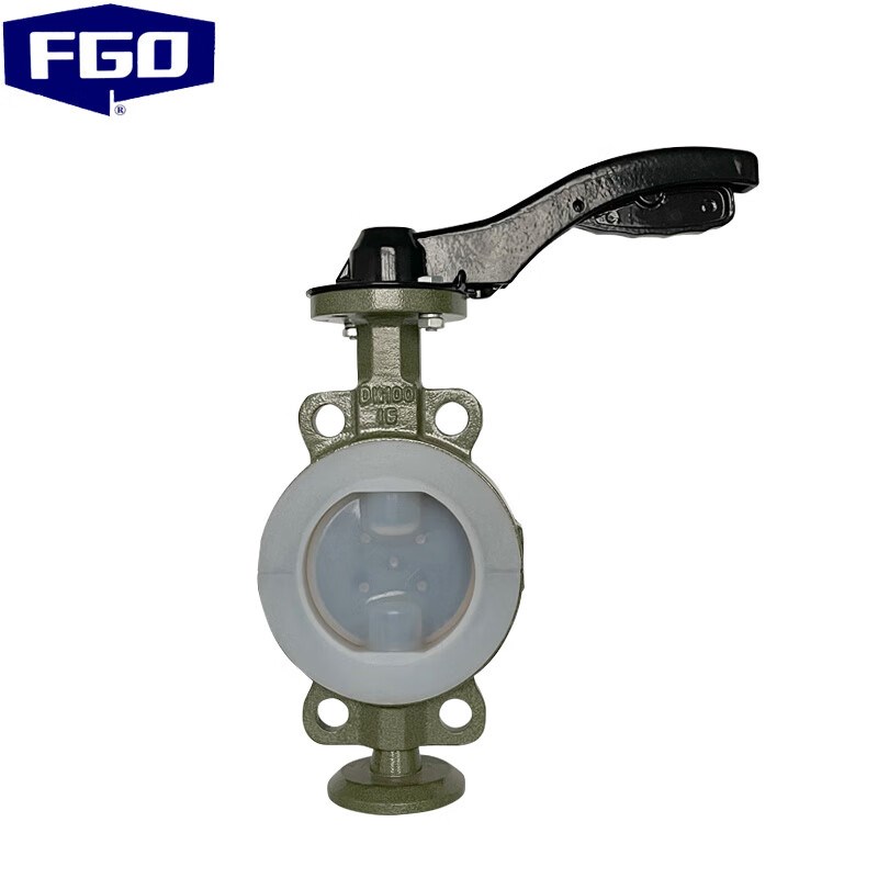 FGO铸钢衬四氟对夹式衬氟蝶阀高温耐酸碱耐腐蚀D71F4-16C规DN100
