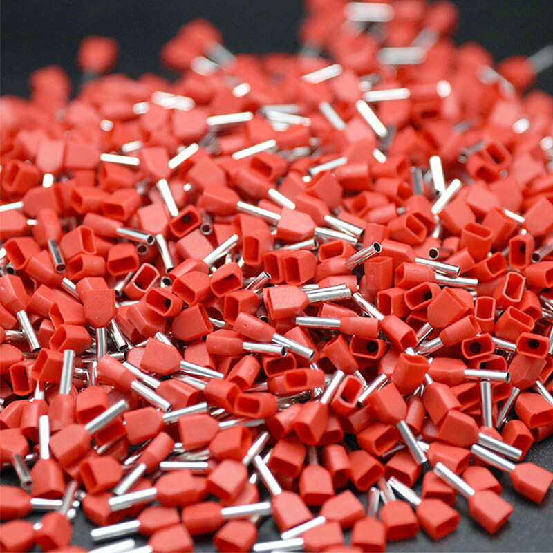 TE0508 1008 2510双线管型预绝缘接线端子冷压线端头针管形0.5-16