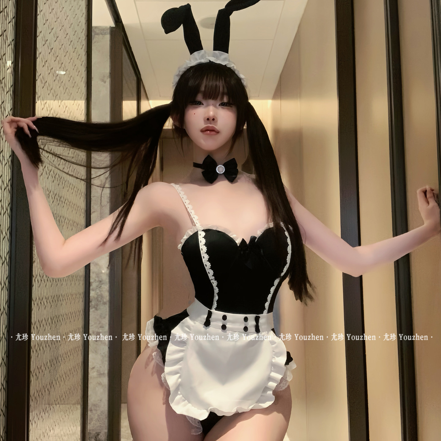 尤珍「兔兔女郎」性感睡裙诱惑女仆cos制服纯欲连体内衣套装qqny,女士内衣/男士内衣/家居服,内衣配件,淘宝优惠券,粉丝福利购,淘宝优惠卷