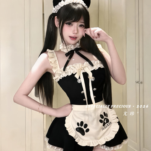 尤珍「奶喵喵」甜美纯欲性感睡裙女仆制服战袍情趣风套装qqny内衣
