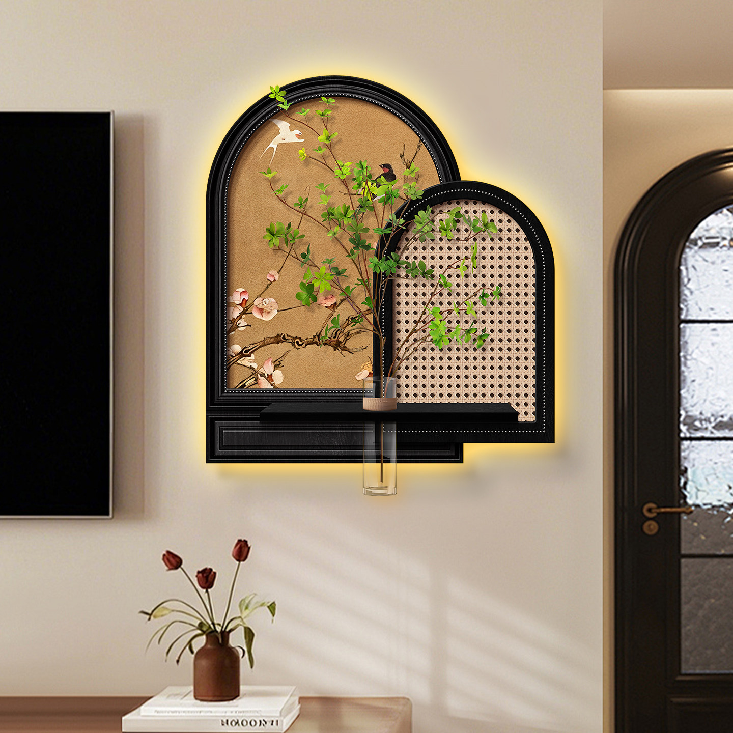 中古风立体置物玄关挂画客厅沙发背景墙壁灯画水培绿植餐厅装饰画,家居饰品,现代装饰画,淘宝优惠券,粉丝福利购,淘宝优惠卷