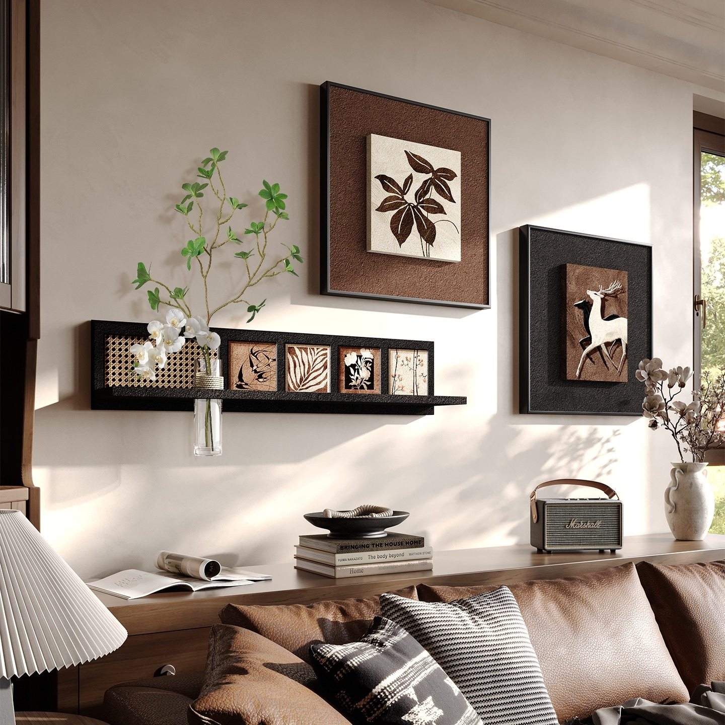 法式复古客厅装饰画中古风立体砂岩沙发背景墙挂画高级感餐厅壁画