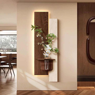 水培绿植中古风玄关装饰画入户正对门走廊过道挂画立体造景墙壁画