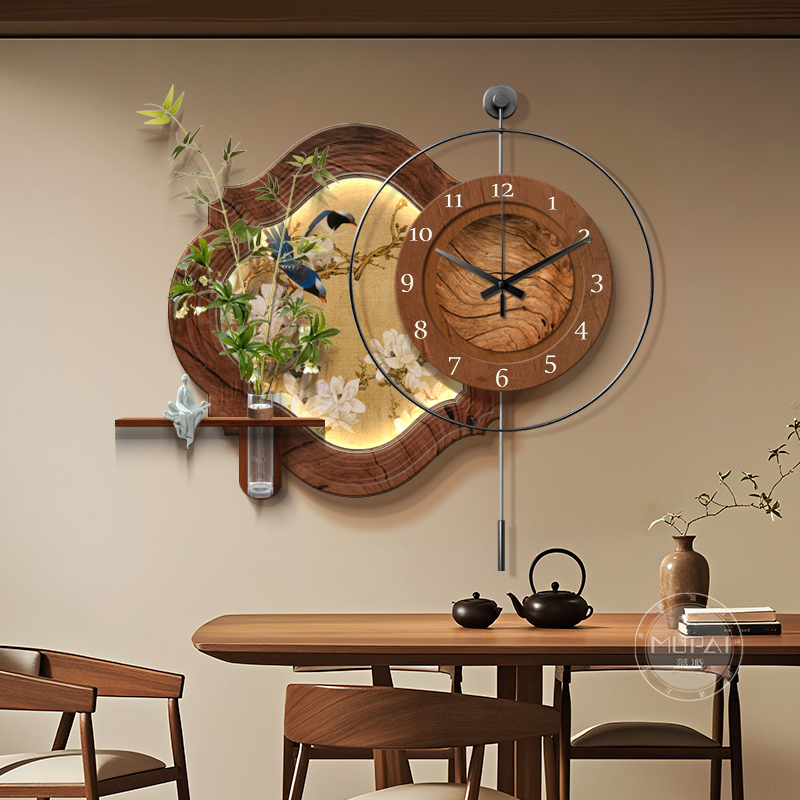 宋代美学餐厅装饰画钟表壁