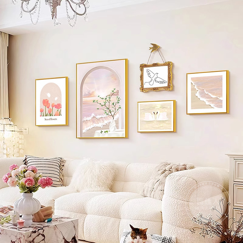 北欧奶油风海景客厅墙壁装饰画高级感沙发背景墙挂画2026新款壁画