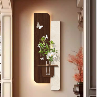 水培绿植中古风玄关装饰画入户正对门走廊过道挂画立体造景墙壁画