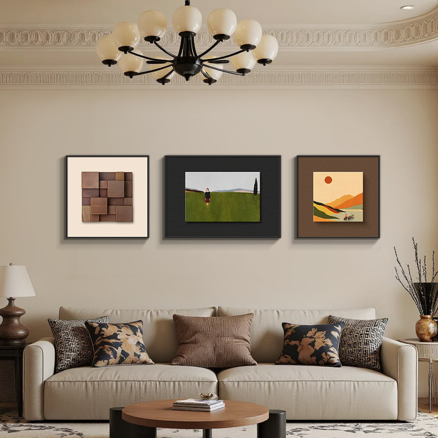 中古风客厅沙发背景墙装饰画2026新款高级感寓意好的复古创意挂画