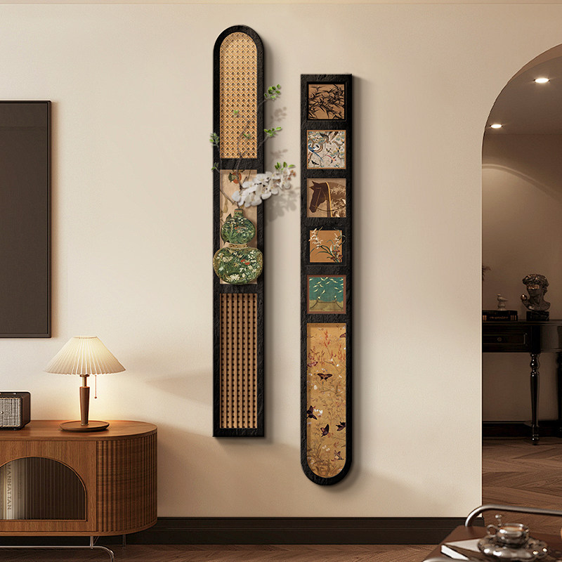 中古风电视背景墙装饰画法式复古葫芦玄关挂件高级感客厅长条挂画