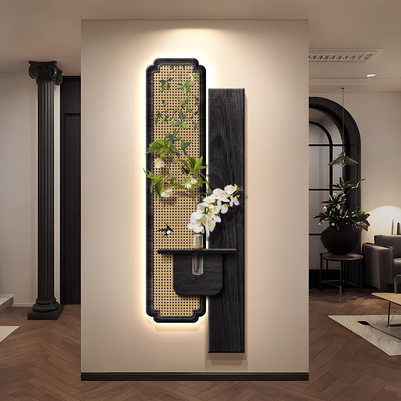 中古风玄关带灯装饰画入户