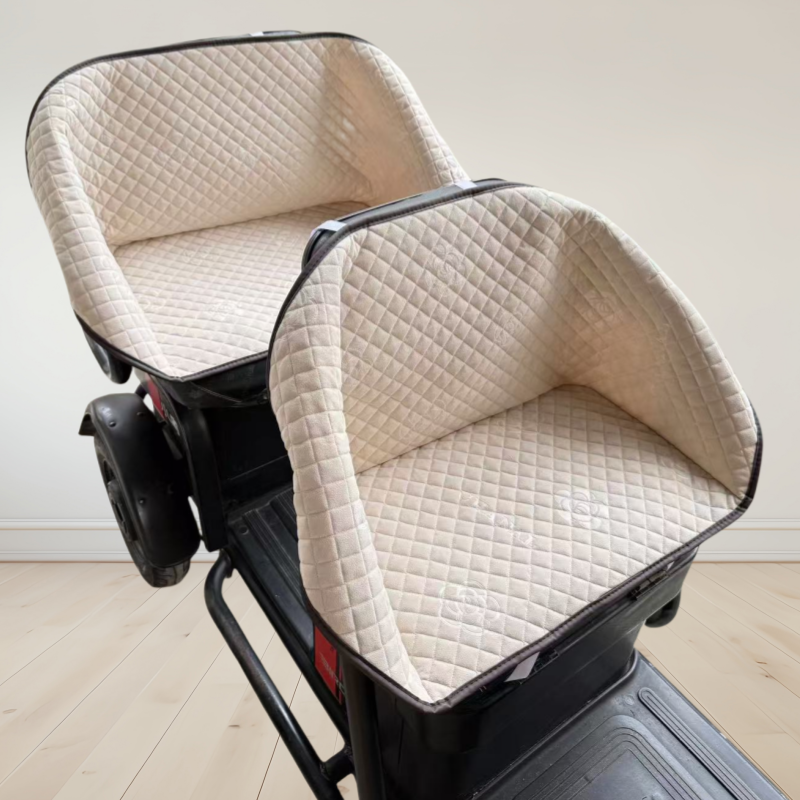 电动三轮车座套坐垫靠背一体皮革布料电动车座套坐垫脚垫靠背爱玛