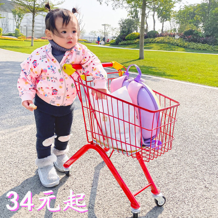 大号儿童购物车超市买菜小拉车金属便携折叠小推车1-6岁过家家用