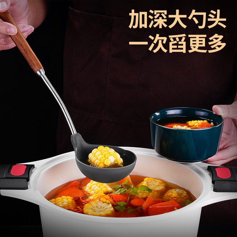 德国硅胶铲子长柄硅胶铲加长版不粘锅专用304不锈钢炒菜铲耐高温