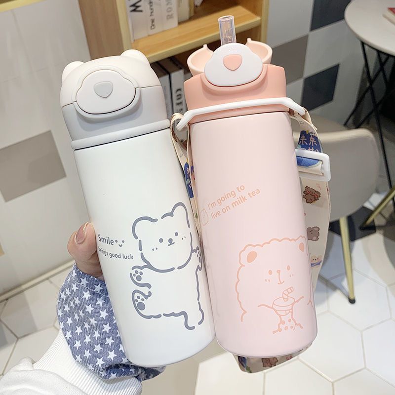 网红吸管保温杯韩版创意不锈钢水杯少女心学生男儿童小巧便携杯子