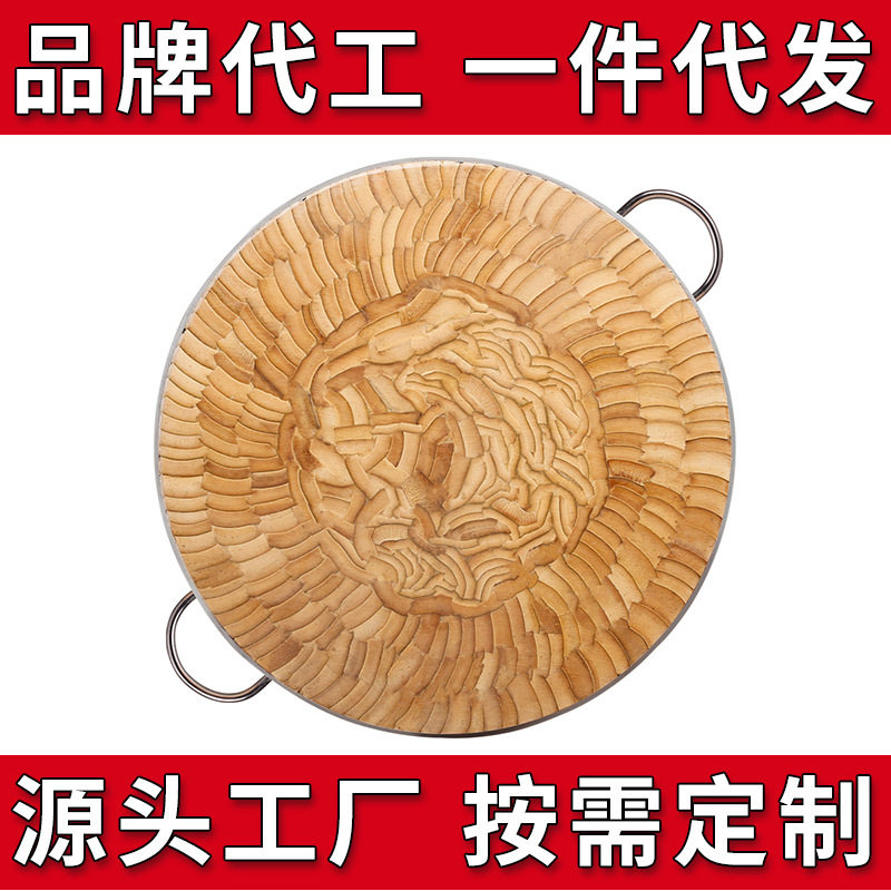 天然楠竹菜板加厚圆形商用猪肉档剁骨板防霉剁肉菜墩家用切菜砧板
