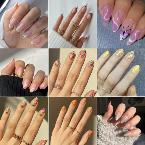 Y5穿戴甲 欧美简约ins风穿戴甲渐变线条美甲成品假指甲片nails