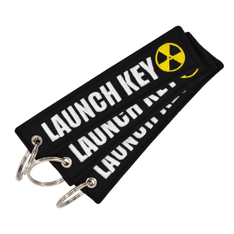 摩托车钥匙扣个性刺绣钥匙扣绣花黑色LAUCH KEY绣花钥匙扣
