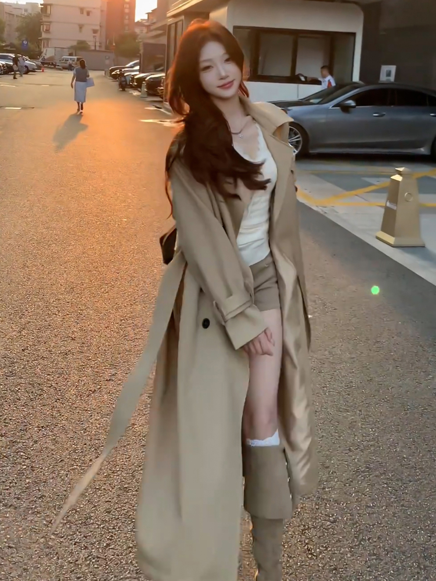 Early Winter Korean Style Khaki Mid-Length Trench Coat for Women 2025 New Autumn and Winter Popular Hot-Selling Coat