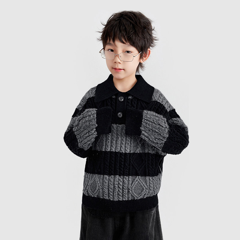 童装男童毛衣条纹儿童秋冬季装2025新款POLO领毛线衣内搭上衣韩版,童装/婴儿装/亲子装,毛衣/针织衫,淘宝优惠券,粉丝福利购,淘宝优惠卷