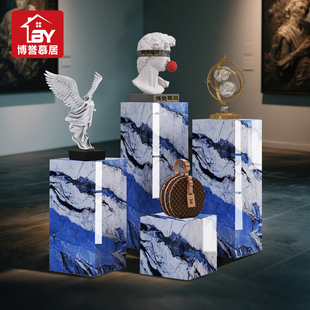 T11莫奈弗农大理石底座丨轻奢落地客厅酒店展厅装饰摆件底座