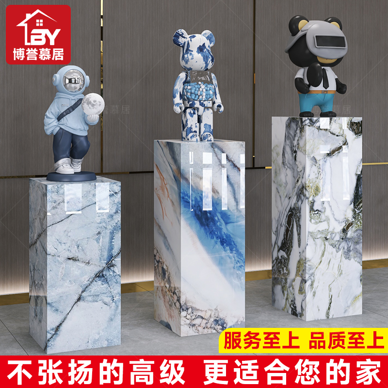 T1高端大理石岩板底座墩子立柱装饰展示增高轻奢落地客厅酒店摆件