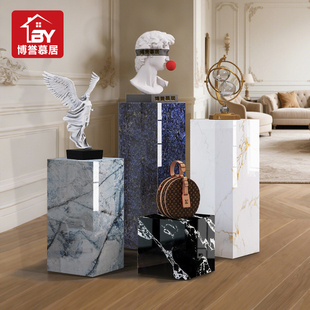 T2岩板大理石立柱摆台石墩展示装饰增高轻奢落地客厅酒店摆件底座