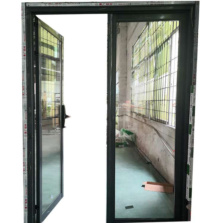 工厂直销铝合金工程门带指纹锁平开门 入户电子锁双平开门