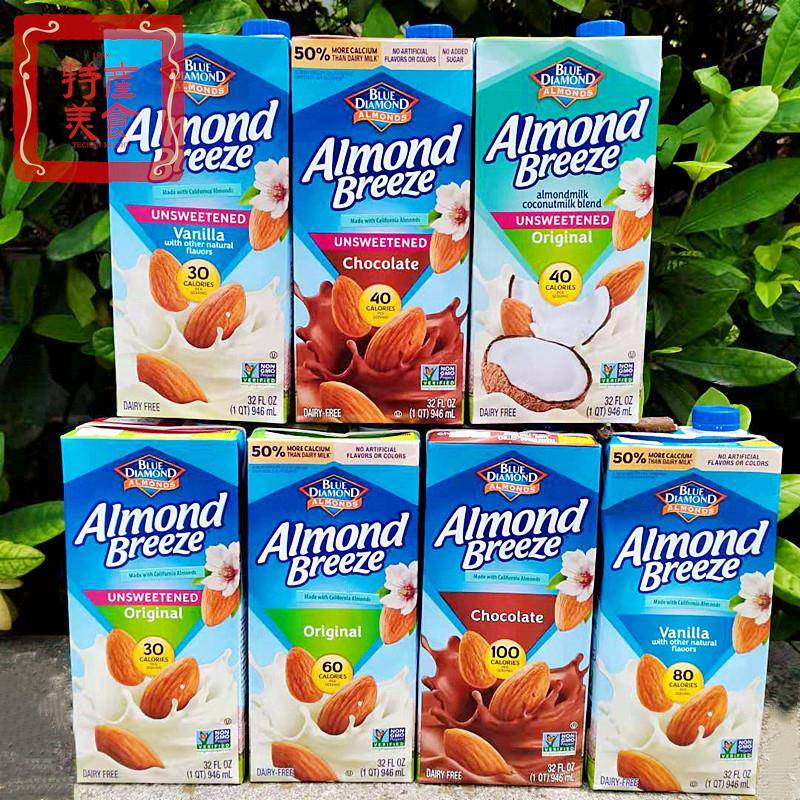 1L美国蓝钻牌杏仁奶饮品无糖BlueDiamond Unswetened Almond Milk图片