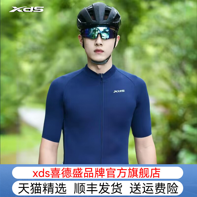 xds喜德盛公路车春夏秋男女自行车山地车透气速干条纹短袖骑行服