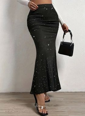 Casual sequin wrap buttocks fishtail skirt休闲亮片包臀鱼尾裙