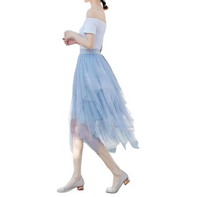 百搭高腰不规则百褶仙女半身裙