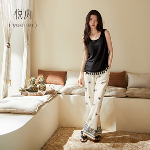 家居服时尚 悦内带胸垫一体睡衣女款 背心长裤 夏季 休闲 夏天纯棉无袖