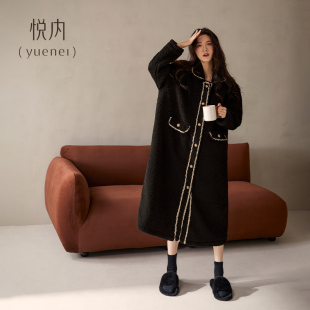 睡袍小香风 珊瑚绒加绒加厚法兰绒保暖长款 悦内睡裙女款 睡衣秋冬季