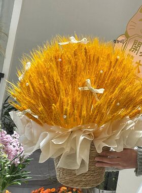 大麦开业花篮麦穗装饰花束摆件手工diy大卖抱抱桶V材料包毕业礼物