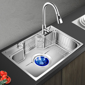 PULT日式 304不锈钢水槽w单槽厨房洗菜盆大号水池洗菜池加厚洗碗槽