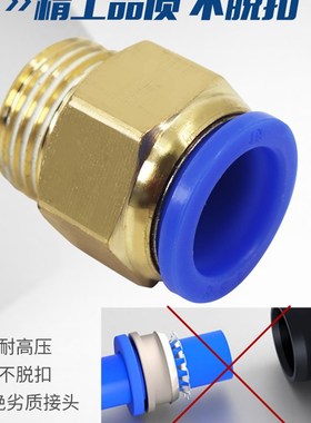 气动快速接头气管快插螺纹直通PC4PC6PC8PC10PC12-M5Q 01 02 03 0