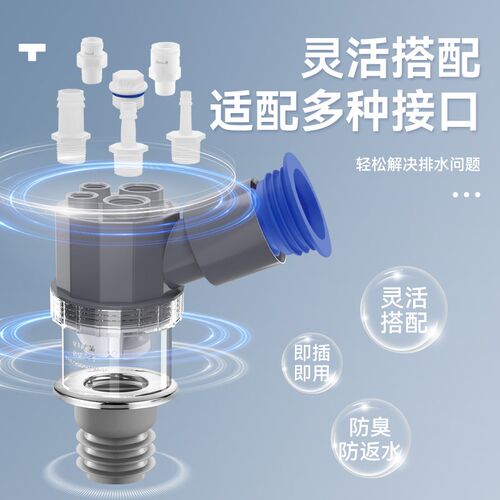 下水管三头通洗衣l机地漏接头烘干机空调排水管道三通二合一分水