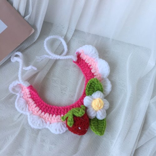 猫咪狗狗手钩毛线针织围嘴项圈英短美短布偶可爱口水巾宠物围巾