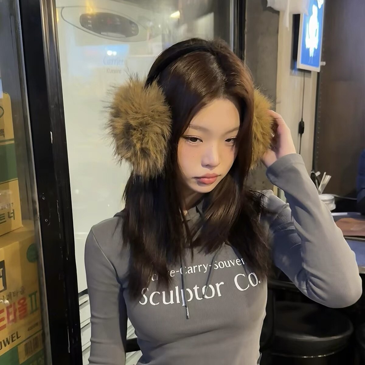 貉子毛折叠保暖耳罩男女通用