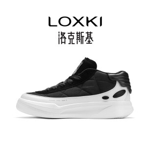 LOXKI洛克斯基小圆鞋High 板鞋男款冬2025新款休闲鞋子男百搭潮鞋