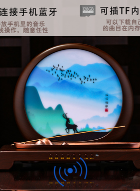 速发檀香线香古典茶道机音乐机香炉摆件送礼客厅办公室品香喝茶檀