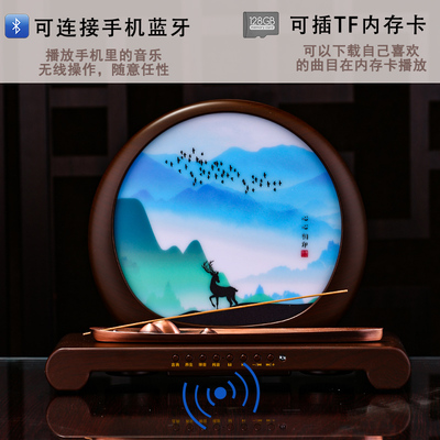 速发檀香线香古典茶道机音乐机香炉摆件送礼客厅办公室品香喝茶檀