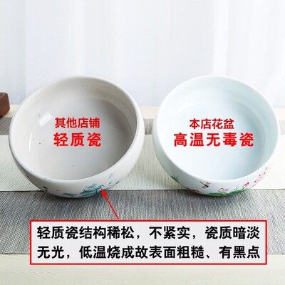 速发水钱草水养专用盆鱼缸 花盆铜仙盆睡莲碗莲无孔陶瓷水培水培